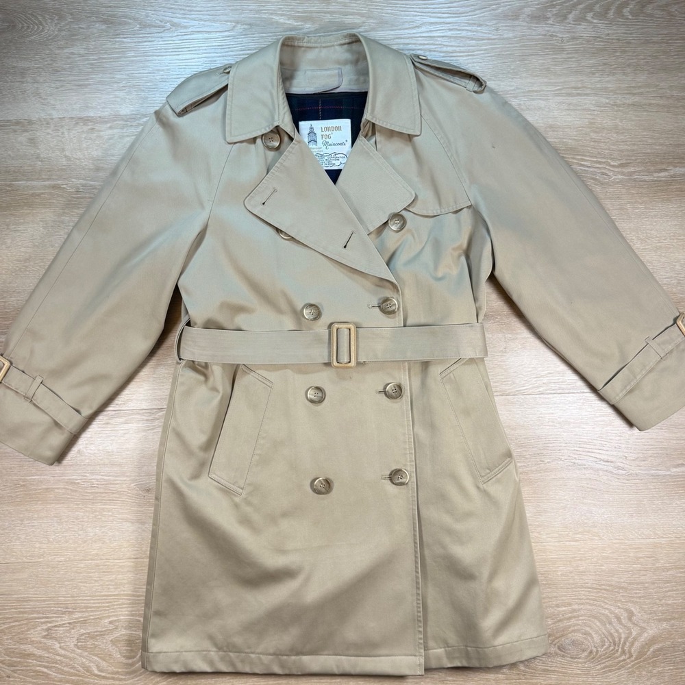 Vintage London Fog Trench Coat Women Size 8 Academia Chic Double Breasted Lined - Picture 2 of 15